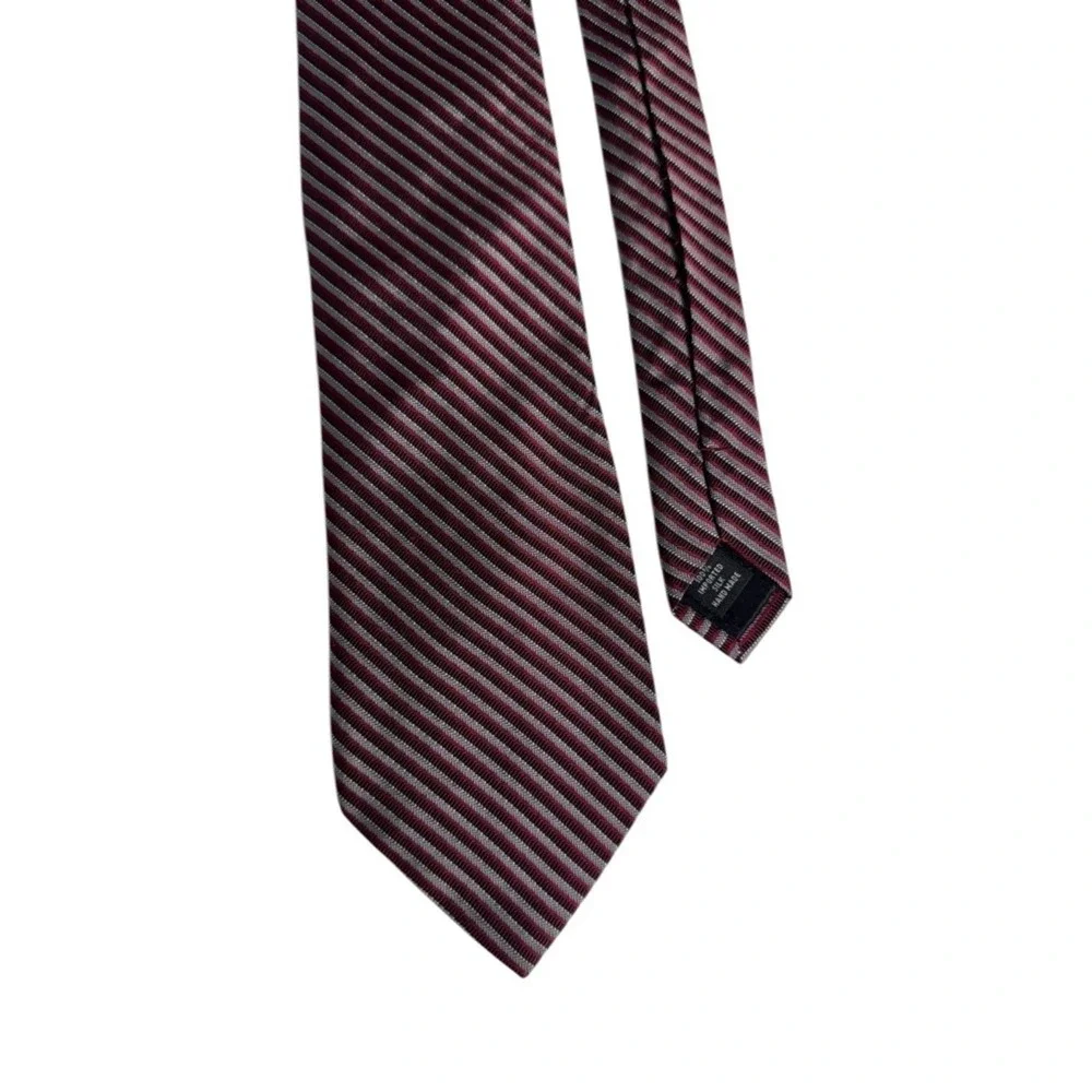Claiborne Mens Silk Handmade Tie Striped Quiet Luxury Old Money